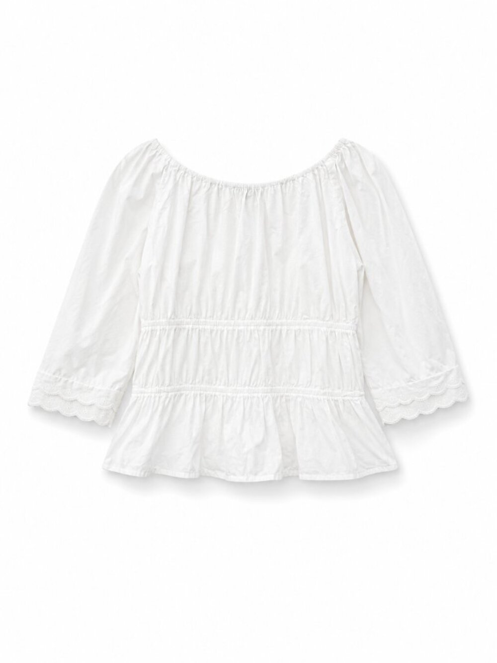 Vintage RALPH by Ralph Lauren White Cotton Peasant Blouse Top M - Picture 3 of 6